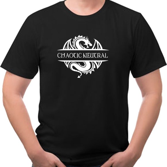 CHAOTIC NEUTRAL Dungeons and Dragons Custom Printed Tee Shirt NEW - Picture 1 of 3